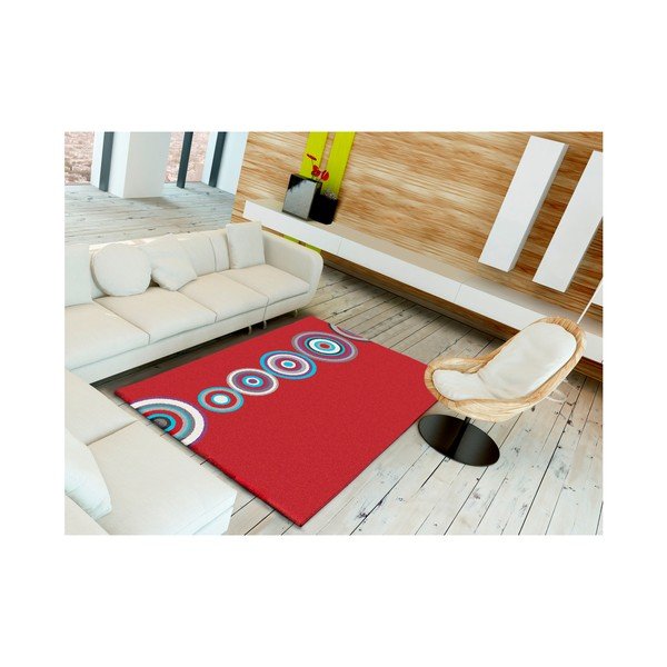 Tappeto rosso Boras Circles, 133 x 190 cm - Universal-image-2
