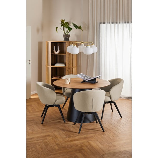 Tavolo da pranzo rotondo nero-naturale con piano in rovere ø 120 cm Soli - Actona-image-4