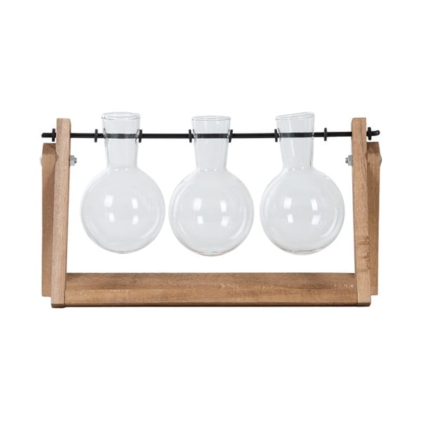 Vaso in vetro/legno di colore naturale Cutting - Esschert Design-image-1