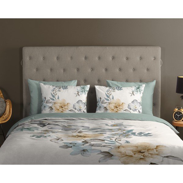 Set copripiumino e federa verde/color crema in cotone per letto singolo ed esteso 140x220 cm Celina – Good Morning-image-2