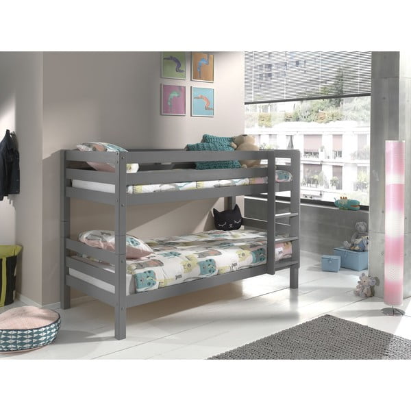Letto a castello grigio per bambini 90x200 cm PINO - Vipack-image-1