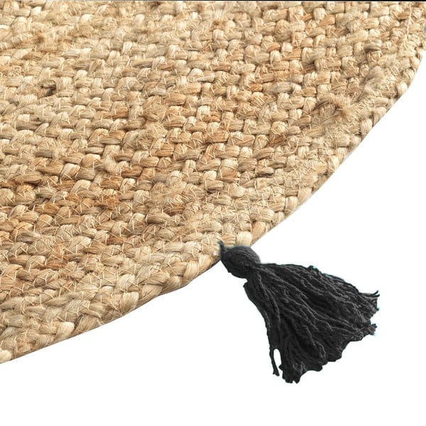 Tappeto rotondo nero/di colore naturale in iuta ø 120 cm Shira – douceur d'intérieur-image-4