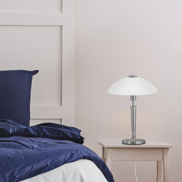 Lampada da tavolo grigia con paralume in vetro e intensità regolabile (altezza totale 35 cm) SOLO 1 – EGLO-image-1