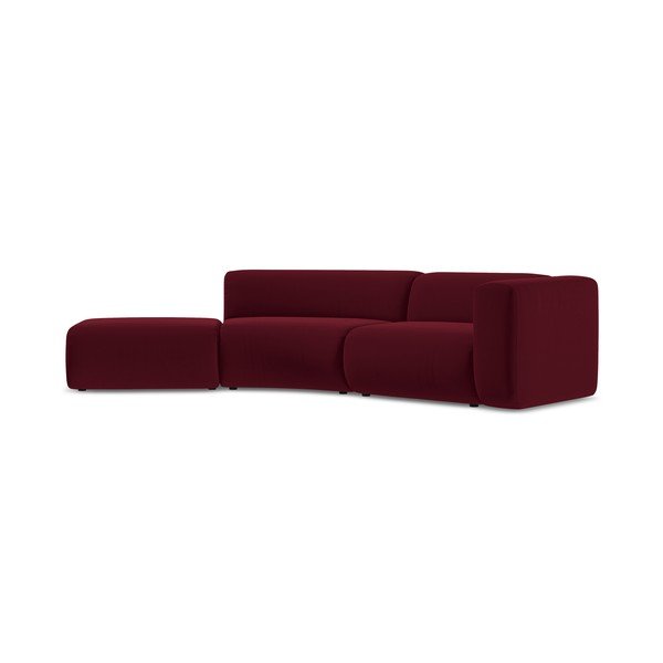 Chaise longue burgundy (con penisola a sinistra) con rivestimento in velluto Ekahi – Makamii-image-2