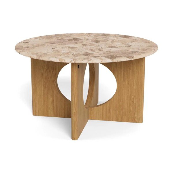 Tavolino da salotto rotondo di colore naturale con piano in marmo ø 80 cm Foley – Actona-image-3