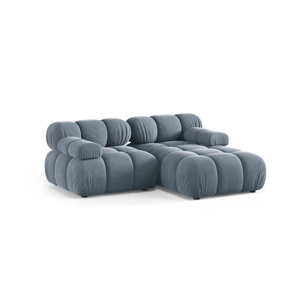 Divano angolare componibile grigio (con penisola a destra/con chaise lounge) con rivestimento in velluto – Micadoni -image-2