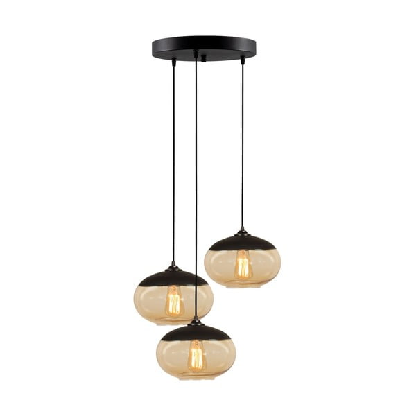 Lampadario in giallo ocra/nero con paralume in vetro ø 50 cm Camini – Opviq lights-image-2