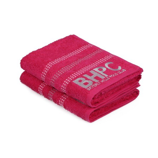 Set di due asciugamani a righe fucsia, 90 x 50 cm Botanik - Beverly Hills Polo Club
