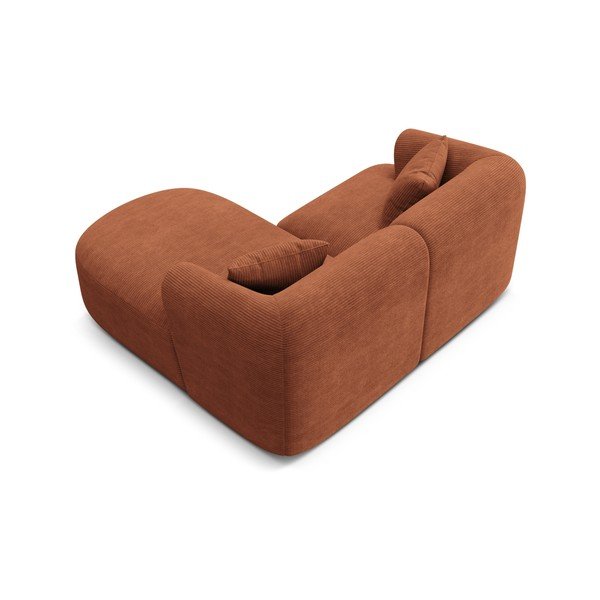Divano angolare color terracotta (con penisola a destra/con chaise lounge) con rivestimento in velluto a coste Campi – Cosmopolitan Design-image-3
