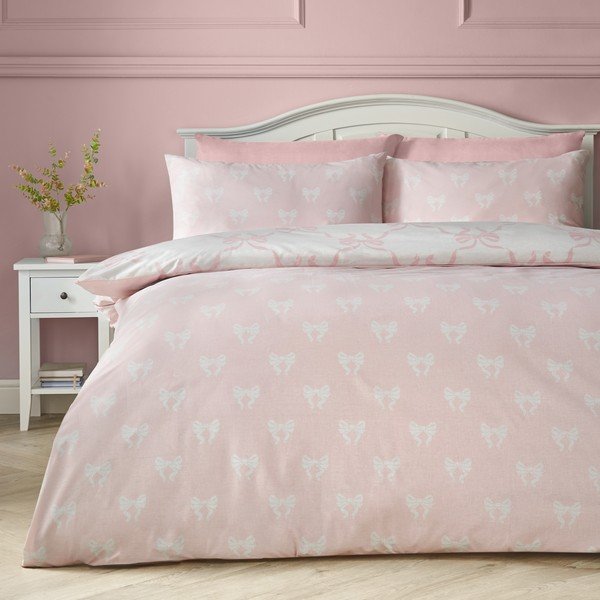 Set copripiumino e federa rosa per letto singolo 135x200 cm Pretty Bows – Catherine Lansfield-image-2