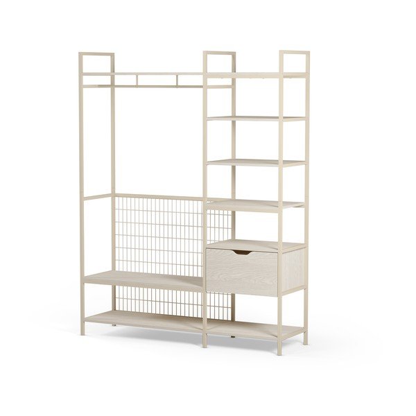 Armadio color crema in acciaio a giorno 140x179,5x40 cm Amara – Marckeric-image-3