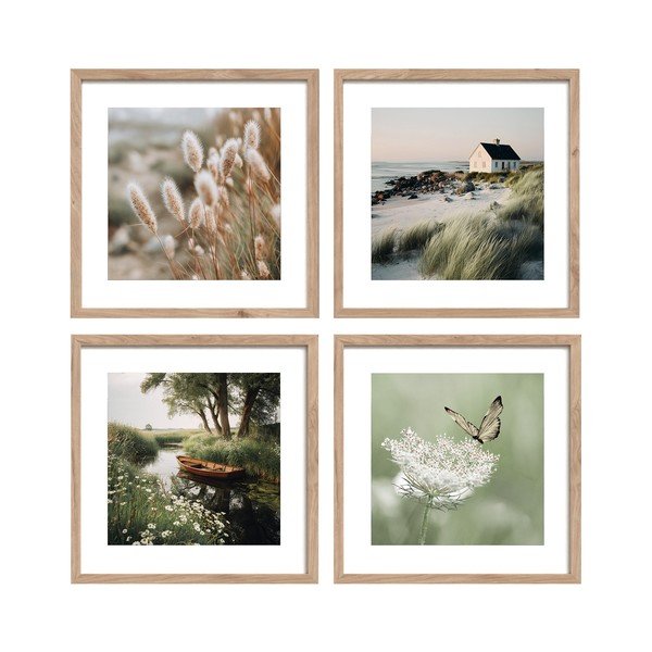 Set di dipinti stampati con cornice inclusa 4 pz 30x30 cm Subtle Nature – Styler