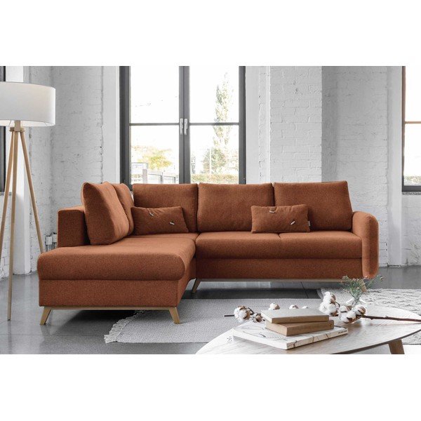 Divano letto angolare arancio mattone L, angolo sinistro Scandic Lagom - Miuform-image-1