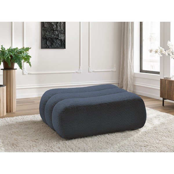 Poggiapiedi blu scuro con rivestimento in bouclé Azra – Bobochic Paris-image-1