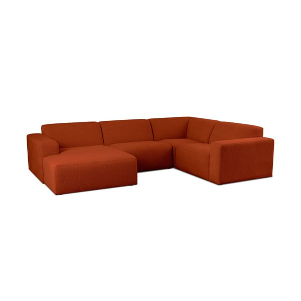 Divano angolare in tessuto bouclé color mattone (forma a U) Roxy - Scandic-image-1