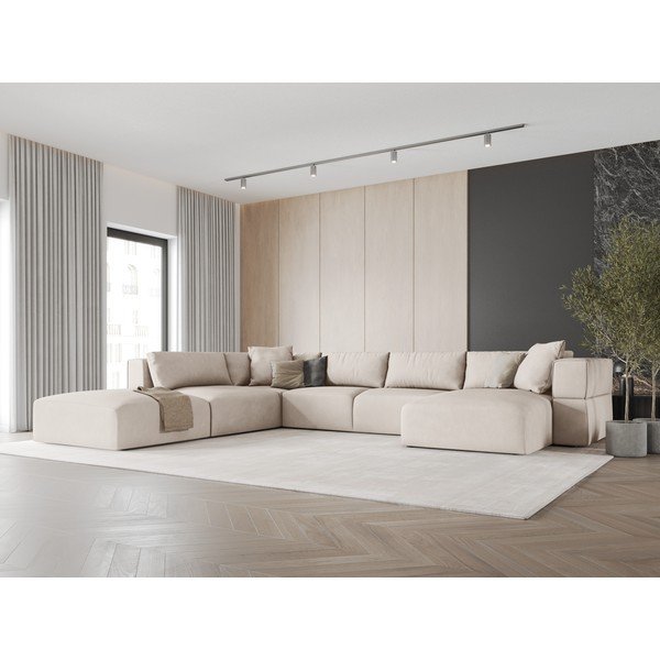 Divano angolare a U beige, angolo sinistro Esther - Milo Casa-image-1