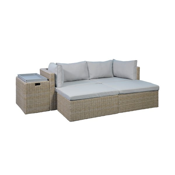 Set di mobili da giardino beige/marrone chiaro in rattan artificiale Modular – Unique Furniture