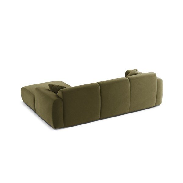 Divano angolare color kaki (con penisola a destra/con chaise lounge) con rivestimento in velluto Molino – Micadoni -image-3