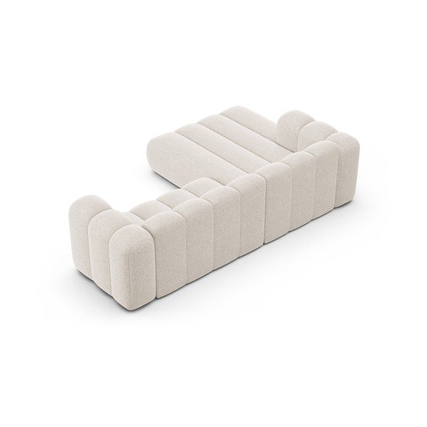 Divano angolare color crema (con penisola a sinistra/con chaise lounge) con rivestimento in ciniglia Lupine – Micadoni -image-3