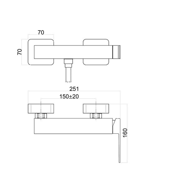 Rubinetto per doccia in nero opaco da parete (con una uscita) Latus – Sapho-image-1