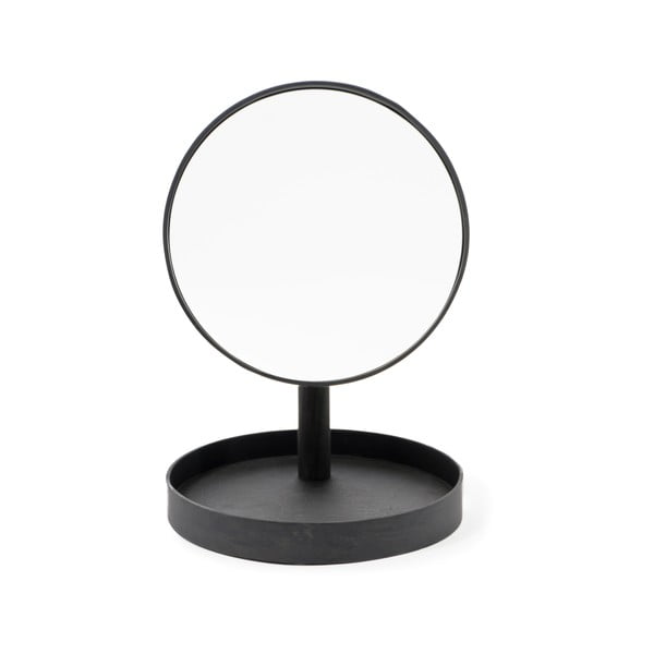 Specchio cosmetico nero con cornice in legno di quercia Look, ø 25 cm Cosmos - Wireworks