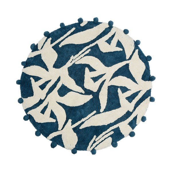 Tappeto rotondo bianco e blu ø 100 cm - Sema