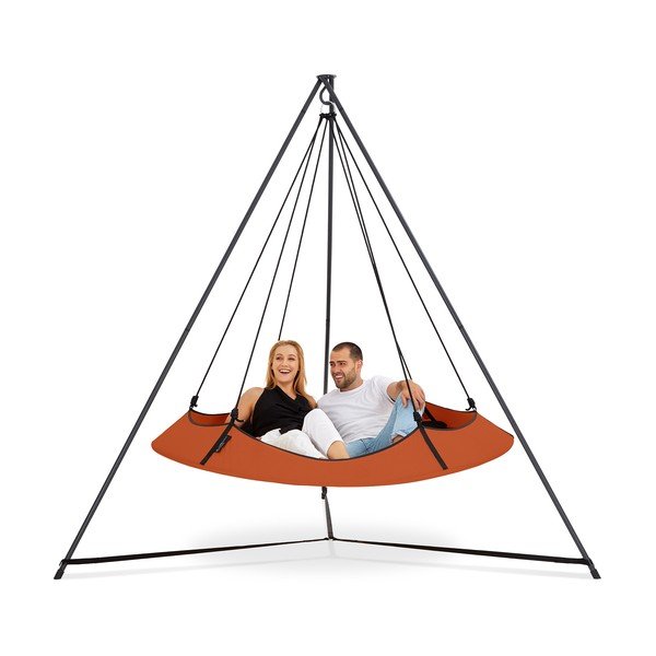 Altalena da giardino arancione con supporto - Hangout Pod-image-2