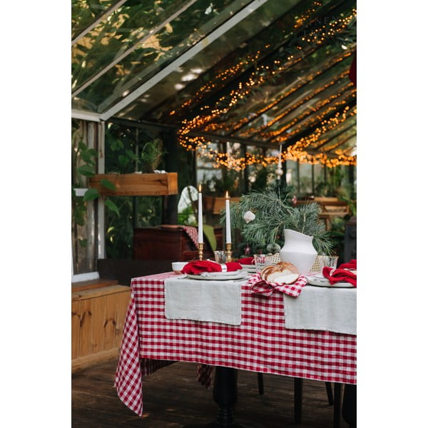 Set di sottobicchieri in tessuto rosso 4 pz Red Gingham - Linen Tales-image-2