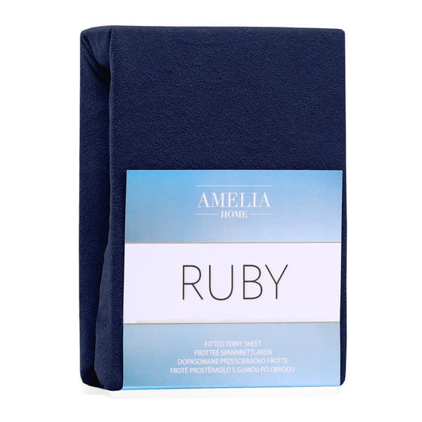 Lenzuolo con angoli blu scuro in terry 240x220 cm Ruby – Restilo-image-2