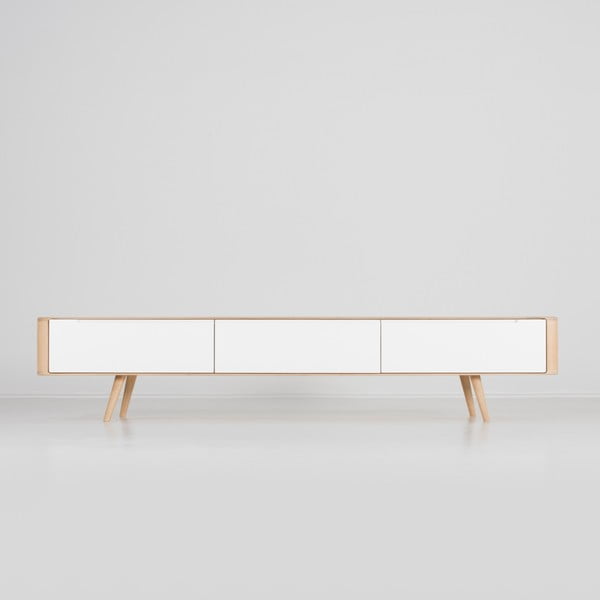 Tavolo TV in legno di quercia, 225 x 42 x 45 cm Ena - Gazzda-image-3