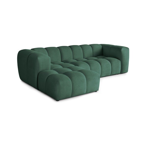 Divano angolare verde (con penisola a sinistra/con chaise lounge) con rivestimento in velluto Cube – Bonami Selection-image-4
