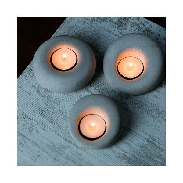 Candelieri in cemento in set da tè 3 pezzi Donut - Mioli Decor-image-3