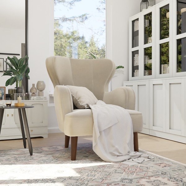 Poltrona in velluto beige Lento - Ropez-image-4