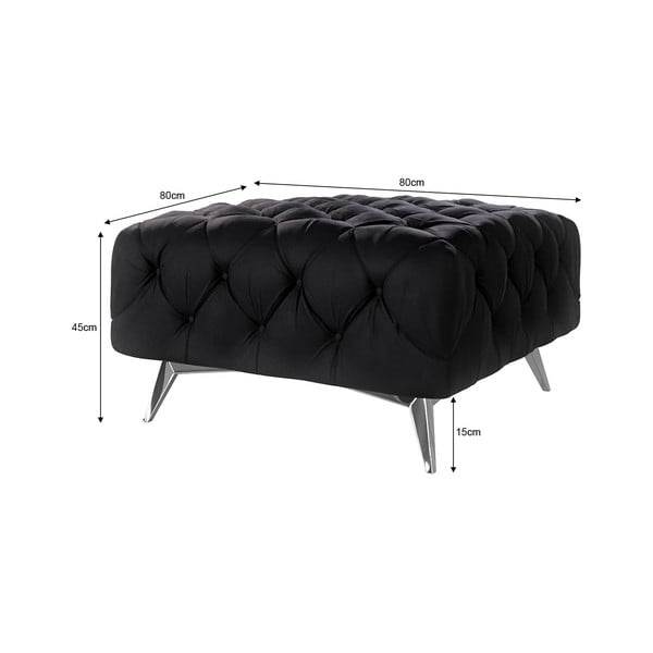 Poggiapiedi nero con rivestimento in velluto Chelsea – Ropez-image-3