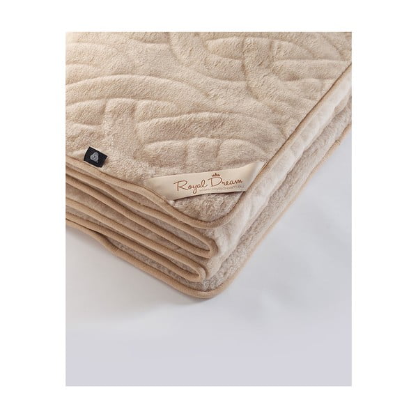 Coperta in lana cammello beige Linee, 140 x 200 cm - Royal Dream
