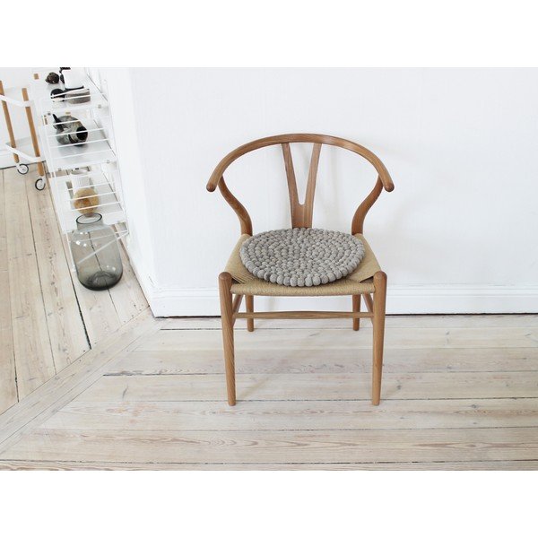 Cuscino per sedia a sfera in lana marrone sabbia, ⌀ 39 cm - Wooldot-image-1