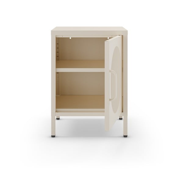 Comodino in metallo color crema Diora - Marckeric-image-3