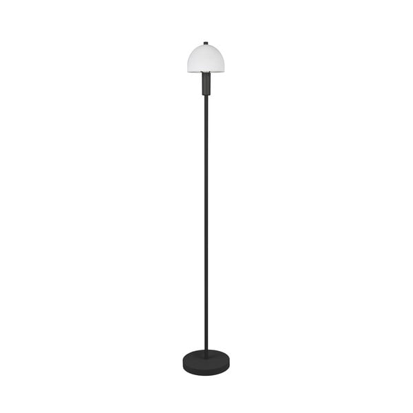 Lampada da terra nera con paralume in vetro (altezza totale 120 cm) Glenn – Trio