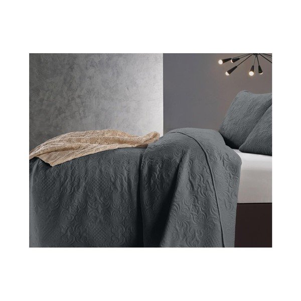 Copriletto grigio in microfibra con due federe Velvet Clara, 250 x 260 cm - Dreamhouse-image-2