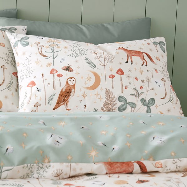 Biancheria da letto beige-verde per letto matrimoniale 200x200 cm Enchanted Twilight Animals - Catherine Lansfield-image-3