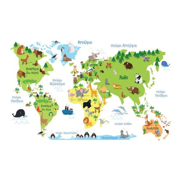Adesivo murale Mappa del mondo per bambini - Ambiance