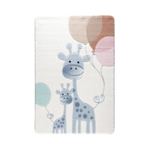 Tappeto azzurro per bambini Happy Giraffe, 133 x 190 cm - Confetti