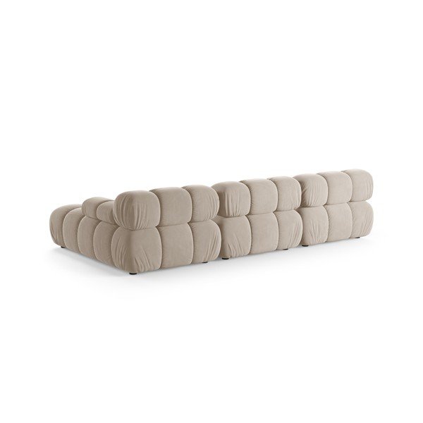 Divano angolare componibile color crema (con penisola a destra/con chaise lounge) con rivestimento in velluto – Micadoni -image-3