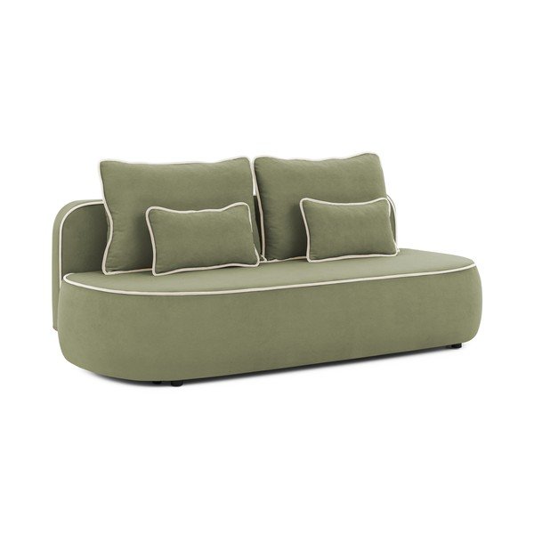 Divano color kaki/beige allungabile/con contenitore con rivestimento in velluto 210 cm Saga – Ropez