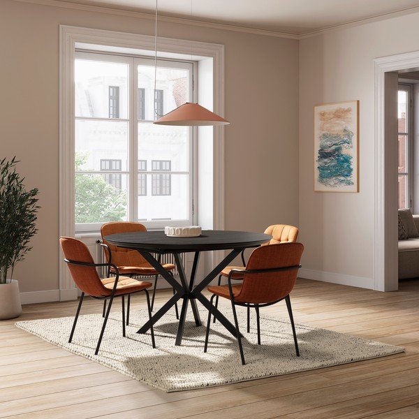 Sedia da pranzo color terracotta imbottito con braccioli Angie – Marckeric-image-1