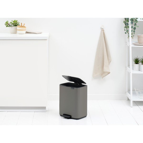Cestino per la spazzatura grigio in acciaio con pedale 12 l Bo – Brabantia-image-1