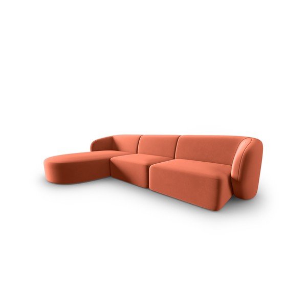 Divano angolare rosa (con penisola a sinistra/con chaise lounge) con rivestimento in velluto Paolo – Milo Casa-image-1