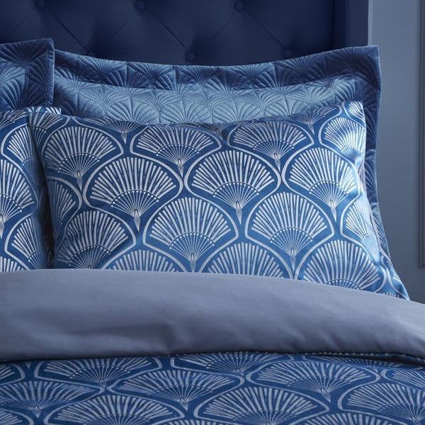 Biancheria blu per letto matrimoniale 200x200 cm Art Deco Pearl - Catherine Lansfield-image-3