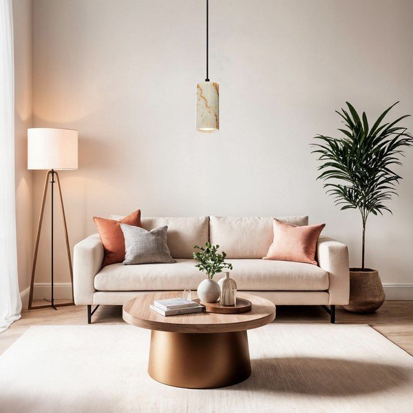 Lampadario color crema con paralume in marmo ø 6,5 cm Selma – Opviq lights-image-3