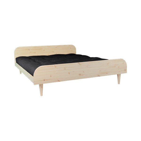 Dvoulůžková postel z borovicového dřeva s matrací Karup Design Twist Double Latex Natural Clear/Black, 160 x 200 cm
